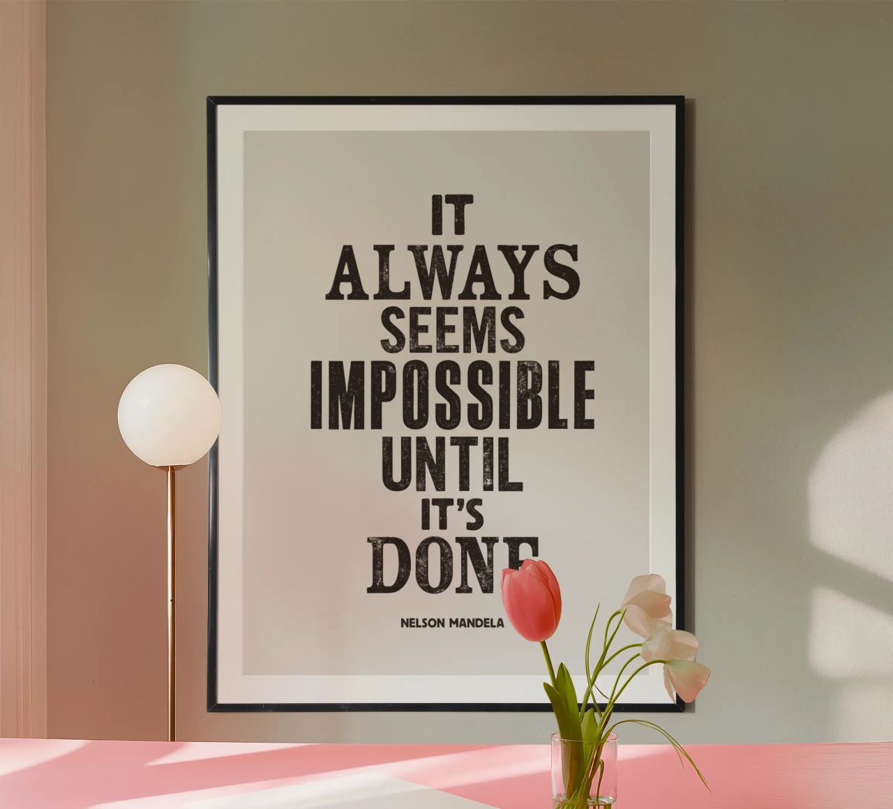 Het lijkt altijd onmogelijk tot het gedaan is Quote Print hahnemühle van THE MOTIVATED TYPE