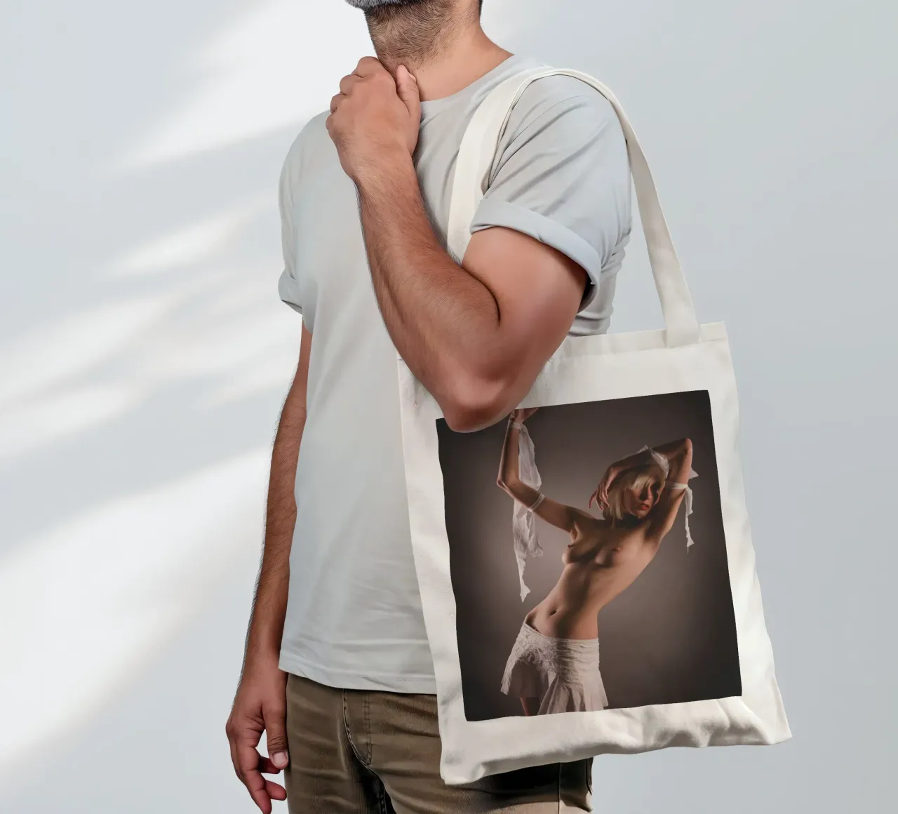 Iveta in white borsa in juta da Dave Hare Photography