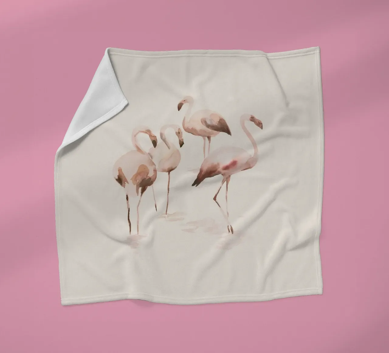 Aquarell-Flamingos in Lachsrosa auf cremefarbenem Hintergrund Fleecedecke von Art by Susana Miranda ilustración