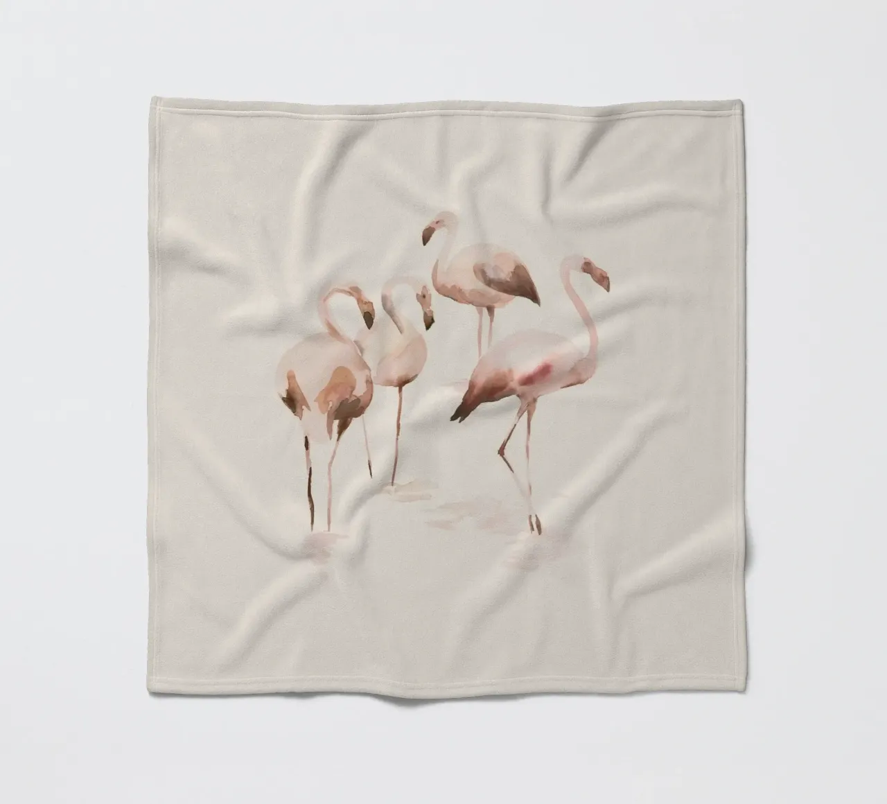 Aquarell-Flamingos in Lachsrosa auf cremefarbenem Hintergrund Fleecedecke von Art by Susana Miranda ilustración
