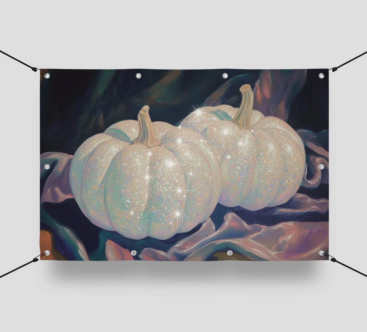 Zucche bianche scintillanti telo in pvc da Melloi Art Print