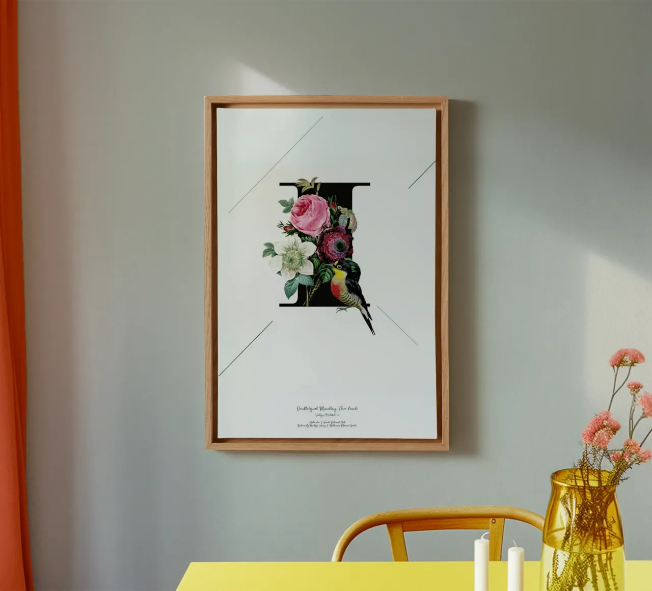 Botanical Alphabet - I canvas met Baklijst van Froilein Juno