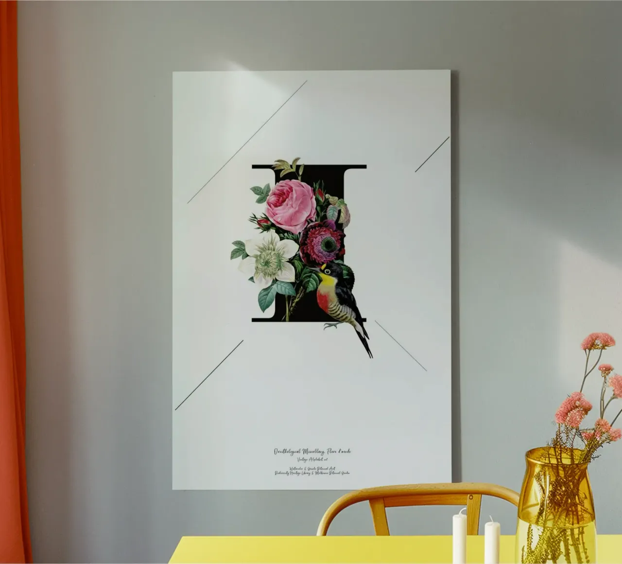 Botanical Alphabet - I canvas met Baklijst van Froilein Juno