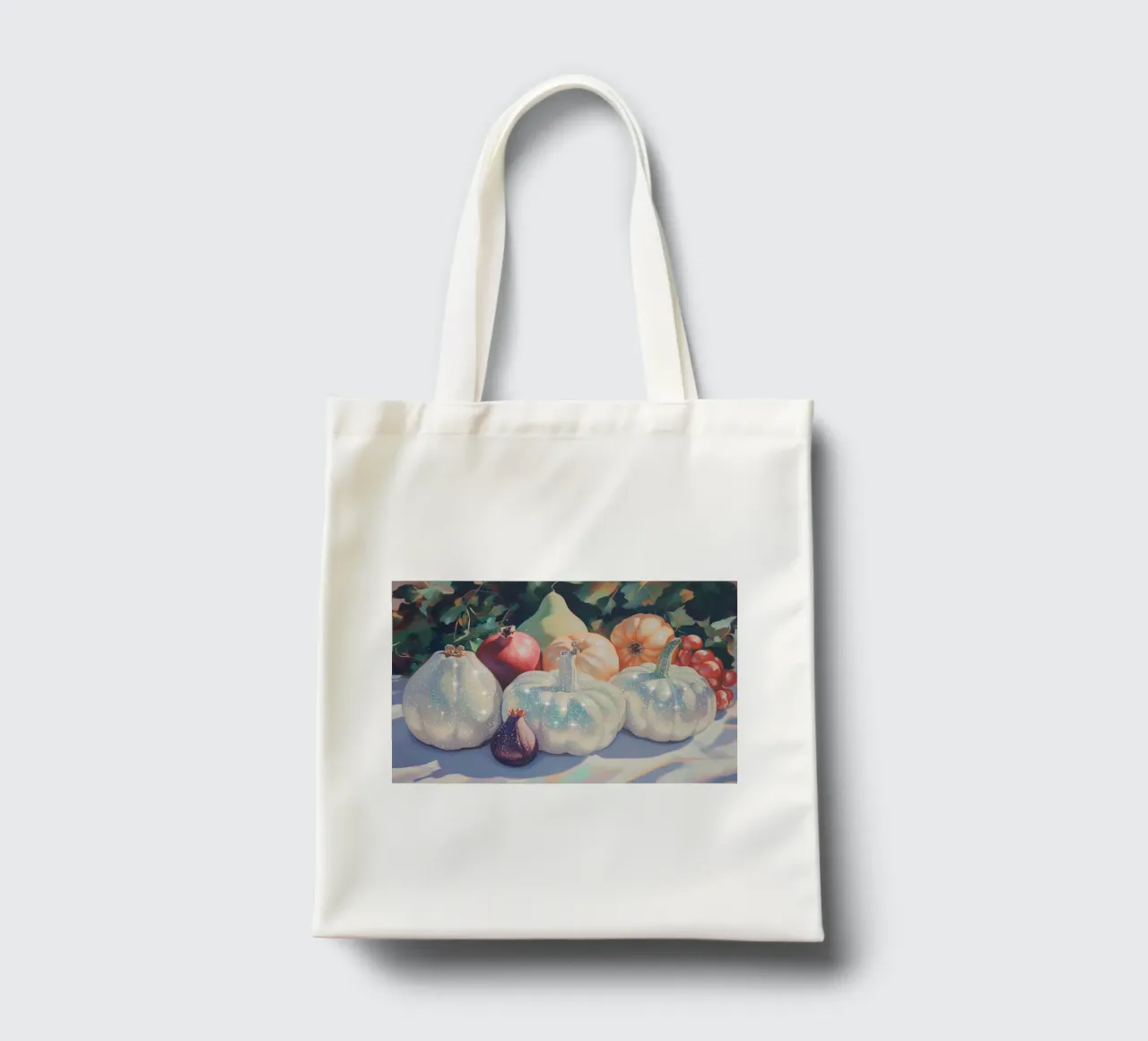 Herfstoogst met glitterpompoenen jute draagtas van Melloi Art Print