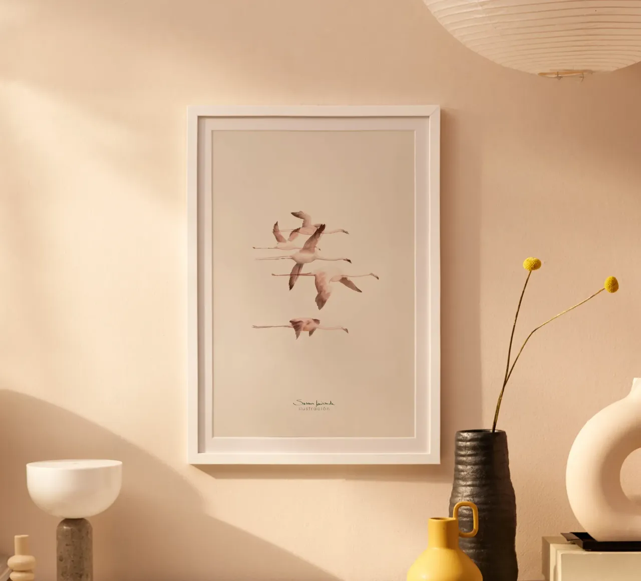 Aquarellierte Flamingos in zarten lachsrosa Tönen Hahnemühle von Art by Susana Miranda ilustración