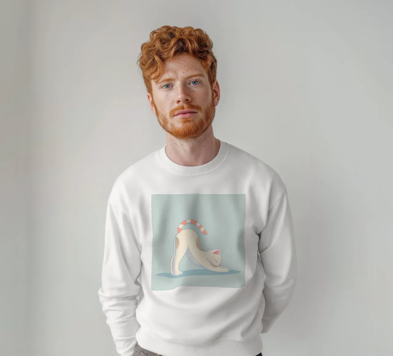 Cat in yoga stretch pose - stretching and relaxation sweatshirt by namosh