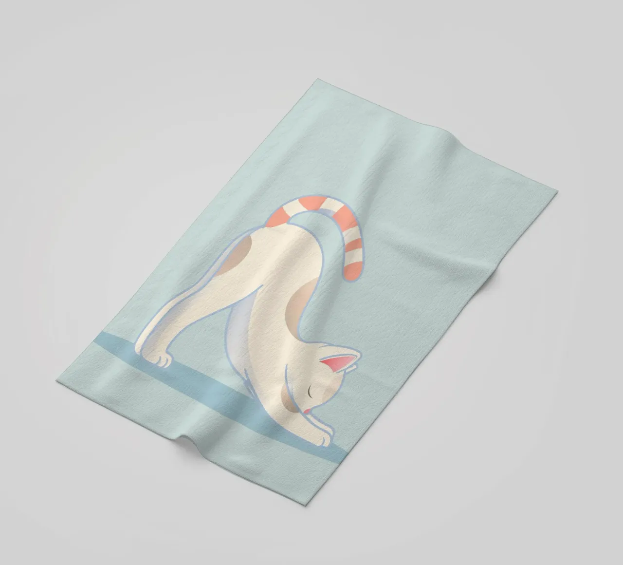 Cat in yoga stretch pose - stretching and relaxation beach towel by namosh
