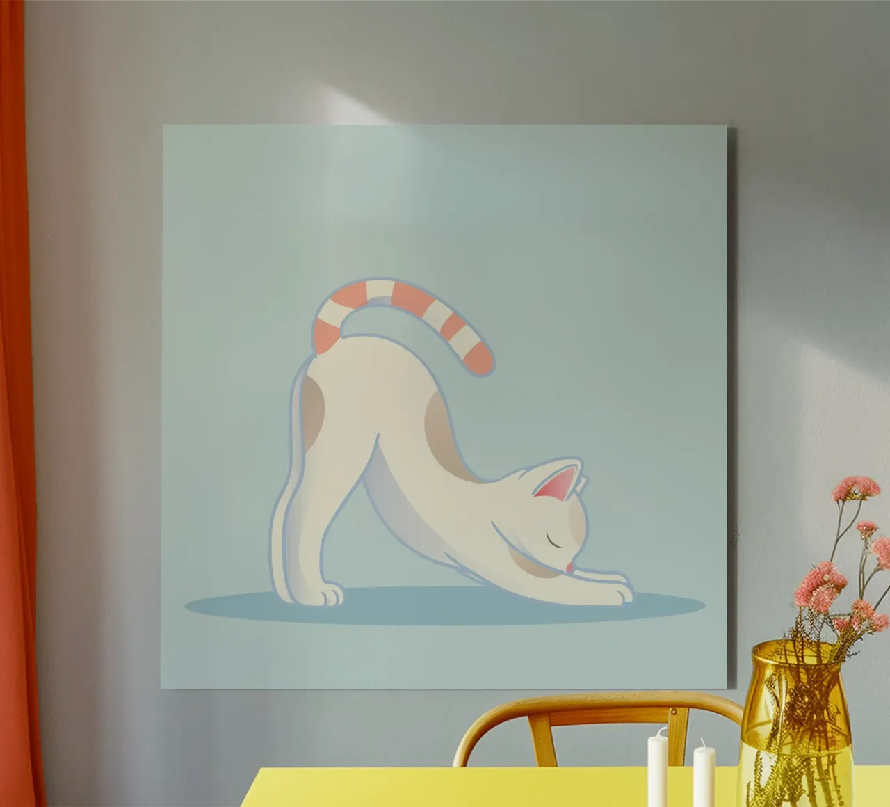 Cat in yoga stretch pose - stretching and relaxation alu-dibond by namosh
