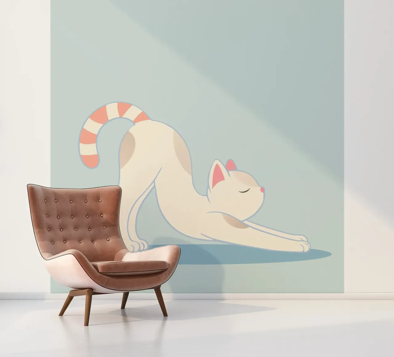 chat mignon dans la pose d'étirement classique du yoga papier peint photo de namosh