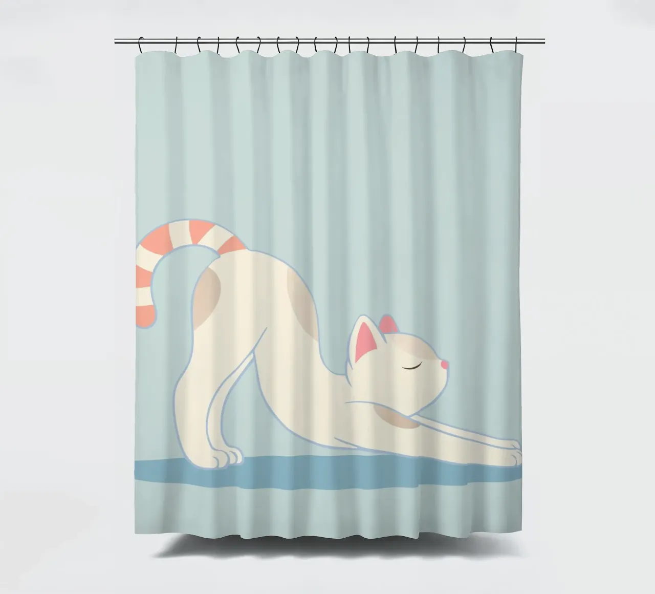 chat mignon dans la pose d'étirement classique du yoga rideau de douche de namosh