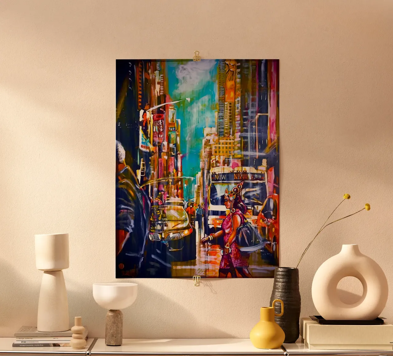 New York poster con telaio in alluminio da Happy 😃 Art 🎨 by Christine Schnoell