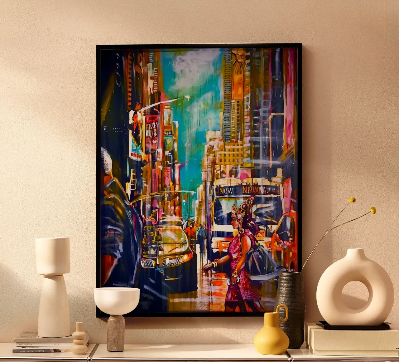 New York poster con telaio in alluminio da Happy 😃 Art 🎨 by Christine Schnoell