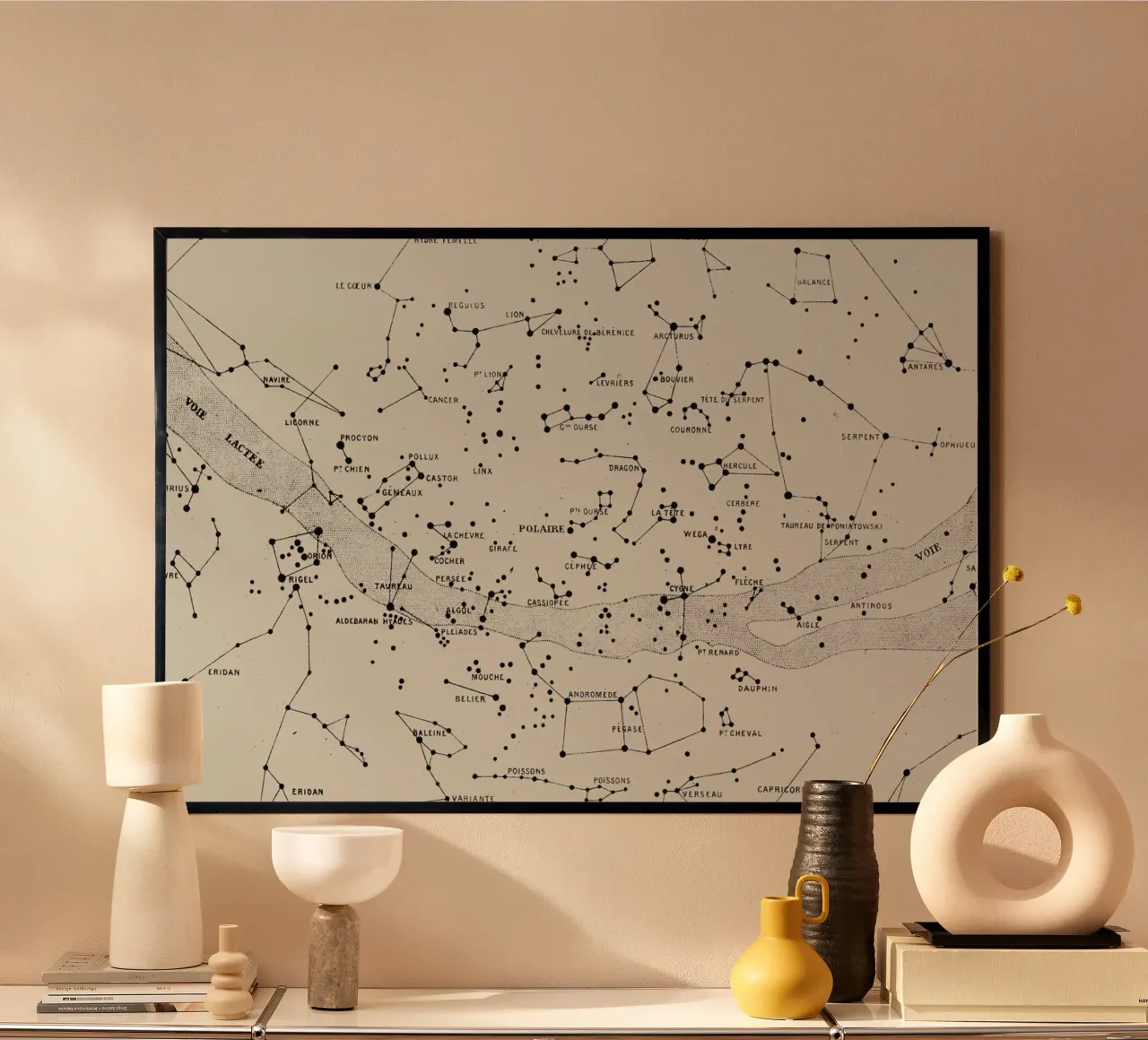 Carte du Ciel II poster con telaio in legno da Astër
