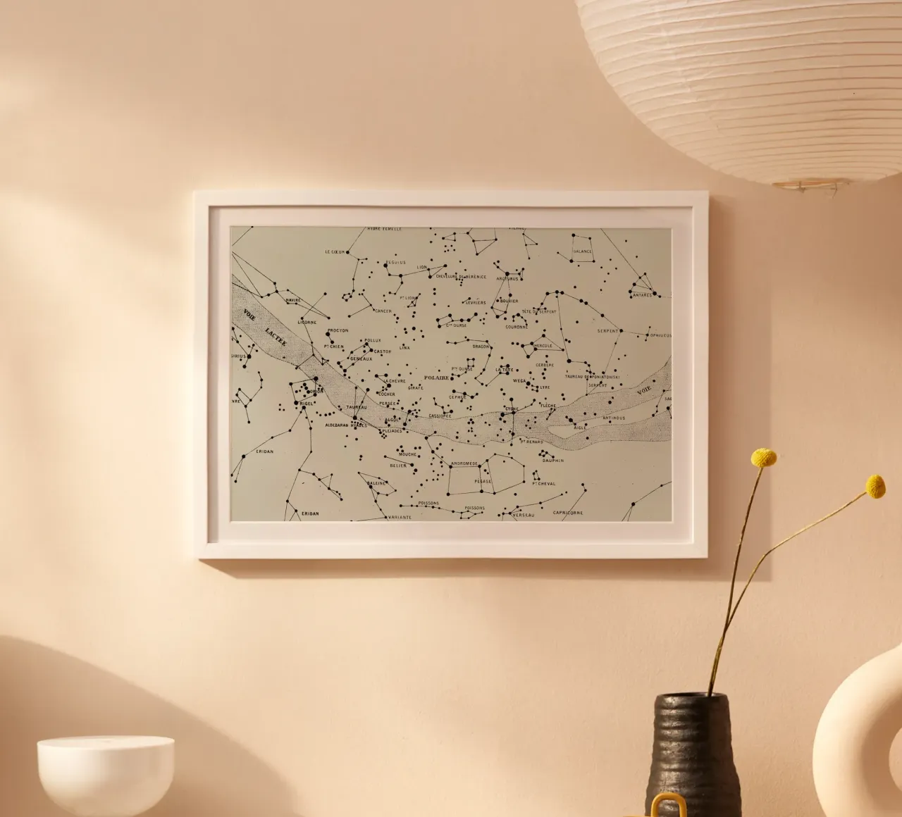 Carte du Ciel II poster con telaio in legno da Astër