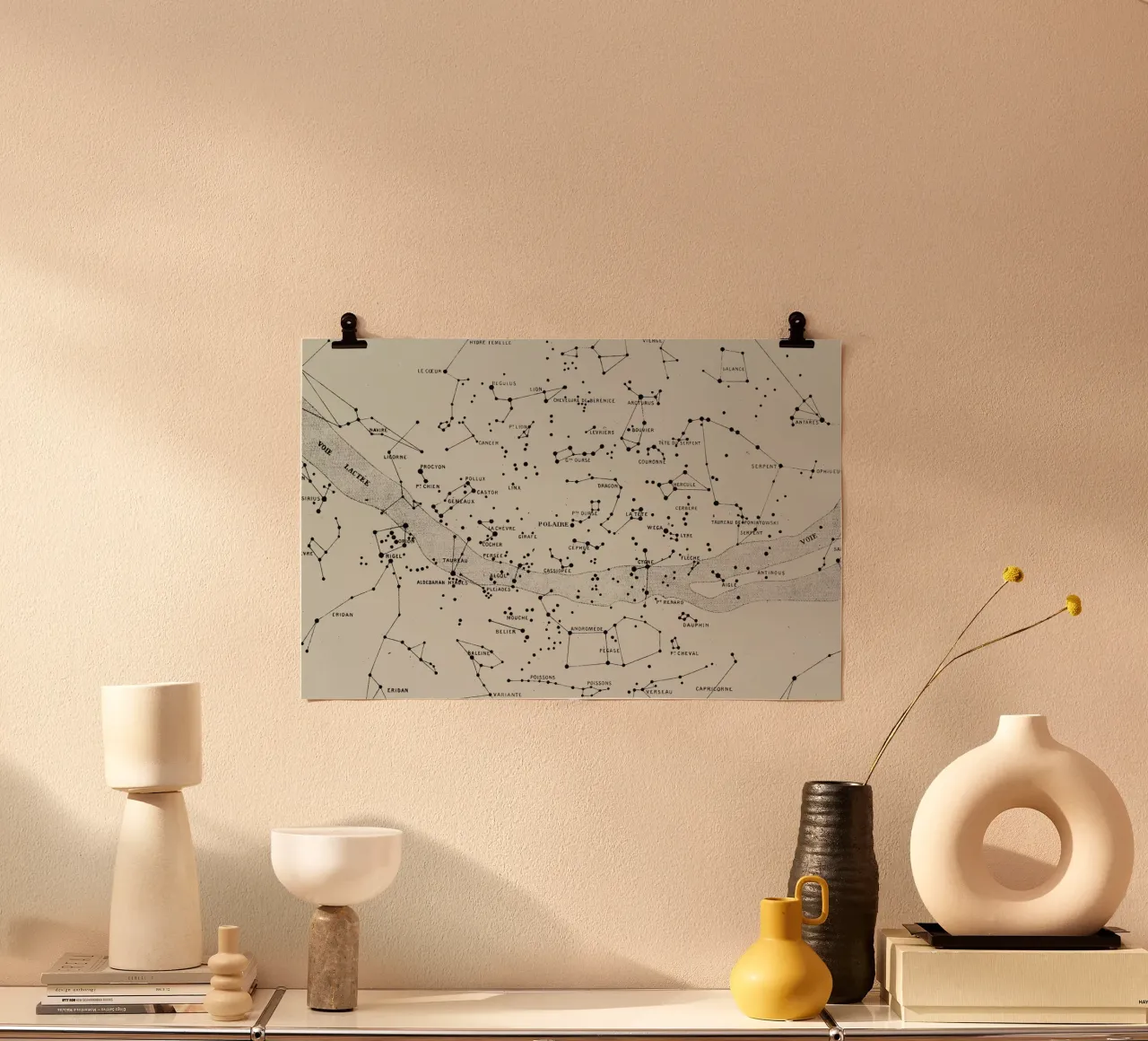 Carte du Ciel II poster con telaio in legno da Astër