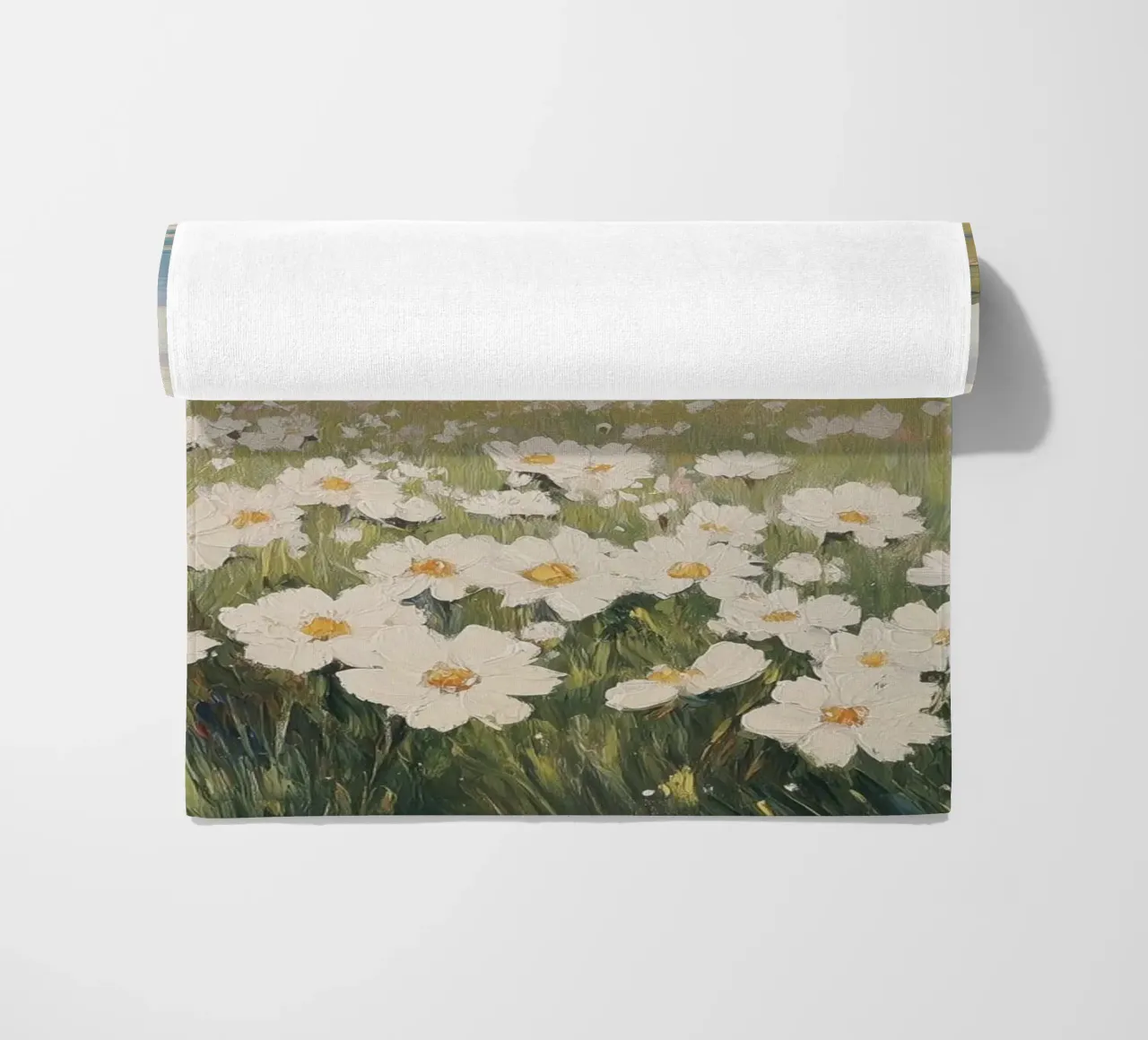 Paesaggio costiero con fiori selvatici a margherita in fiore telo mare da Melloi Art Print