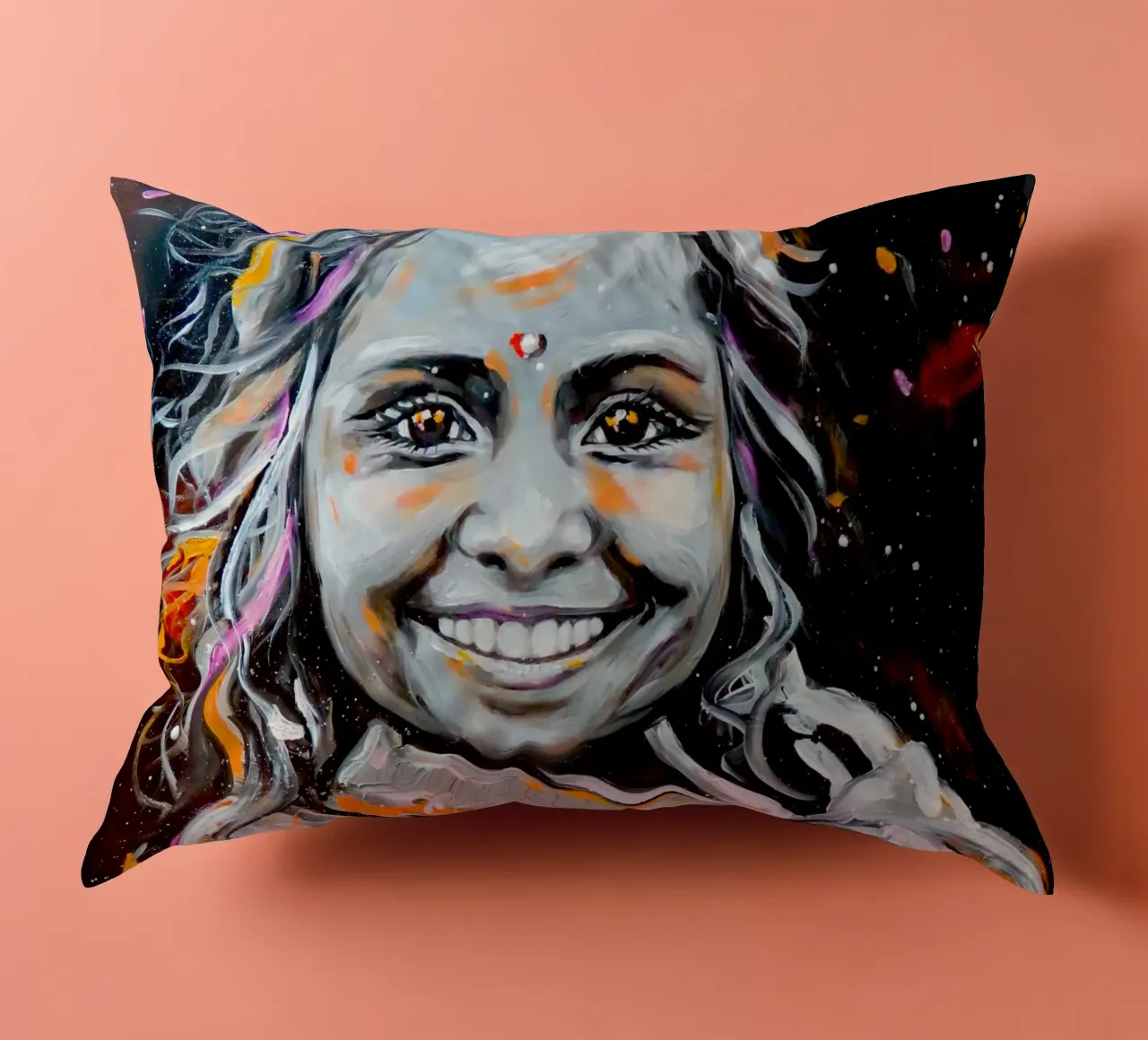 A Smile from India cuscino da Happy 😃 Art 🎨 by Christine Schnoell