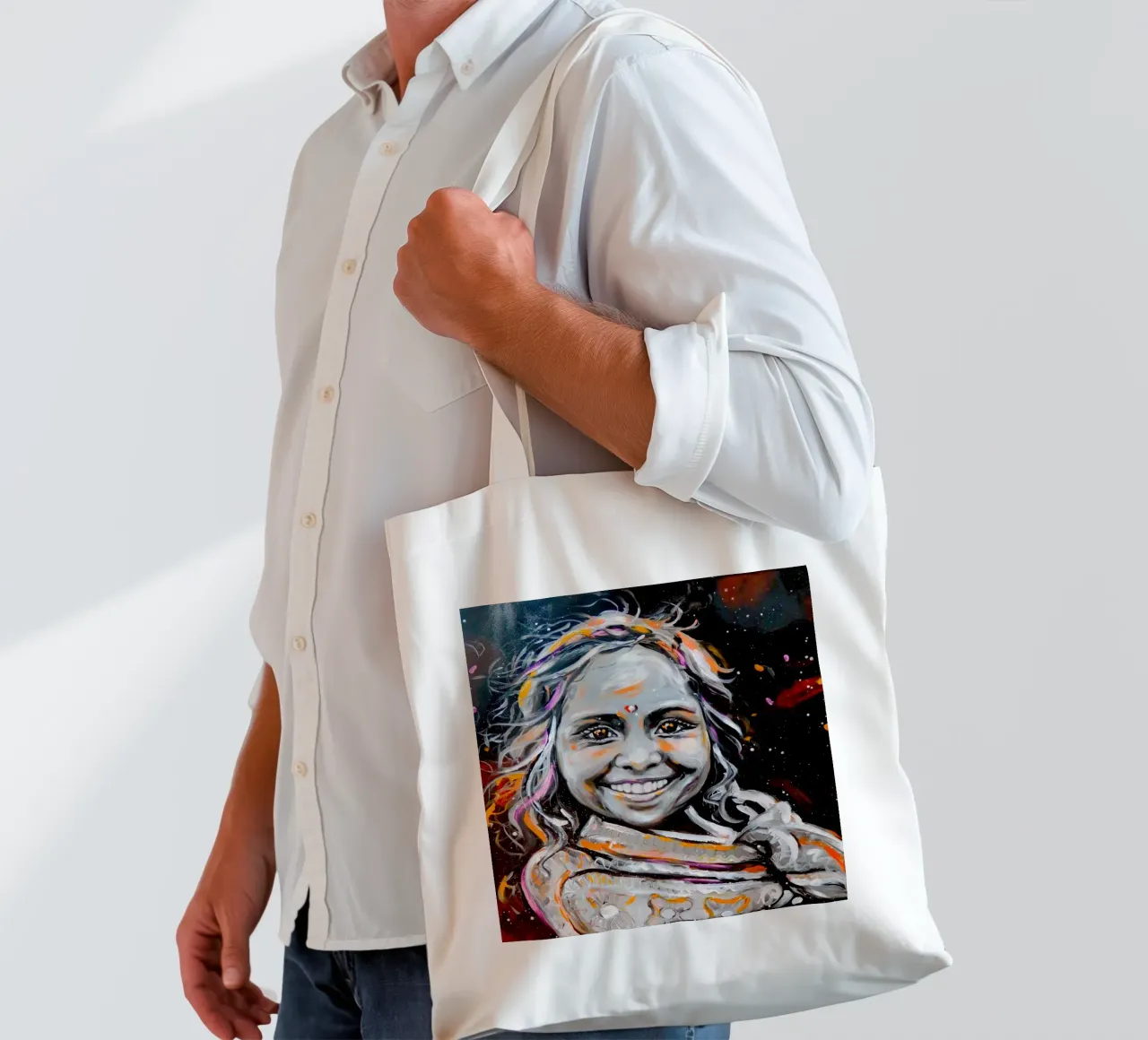 A Smile from India borsa in juta da Happy 😃 Art 🎨 by Christine Schnoell