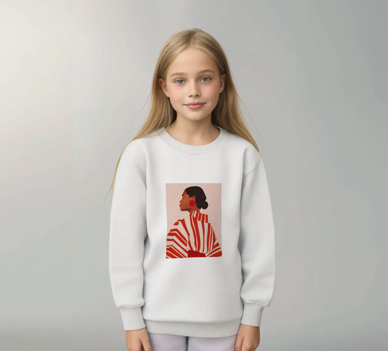 Girl power con un abito a righe felpa bambino da Carinaprint