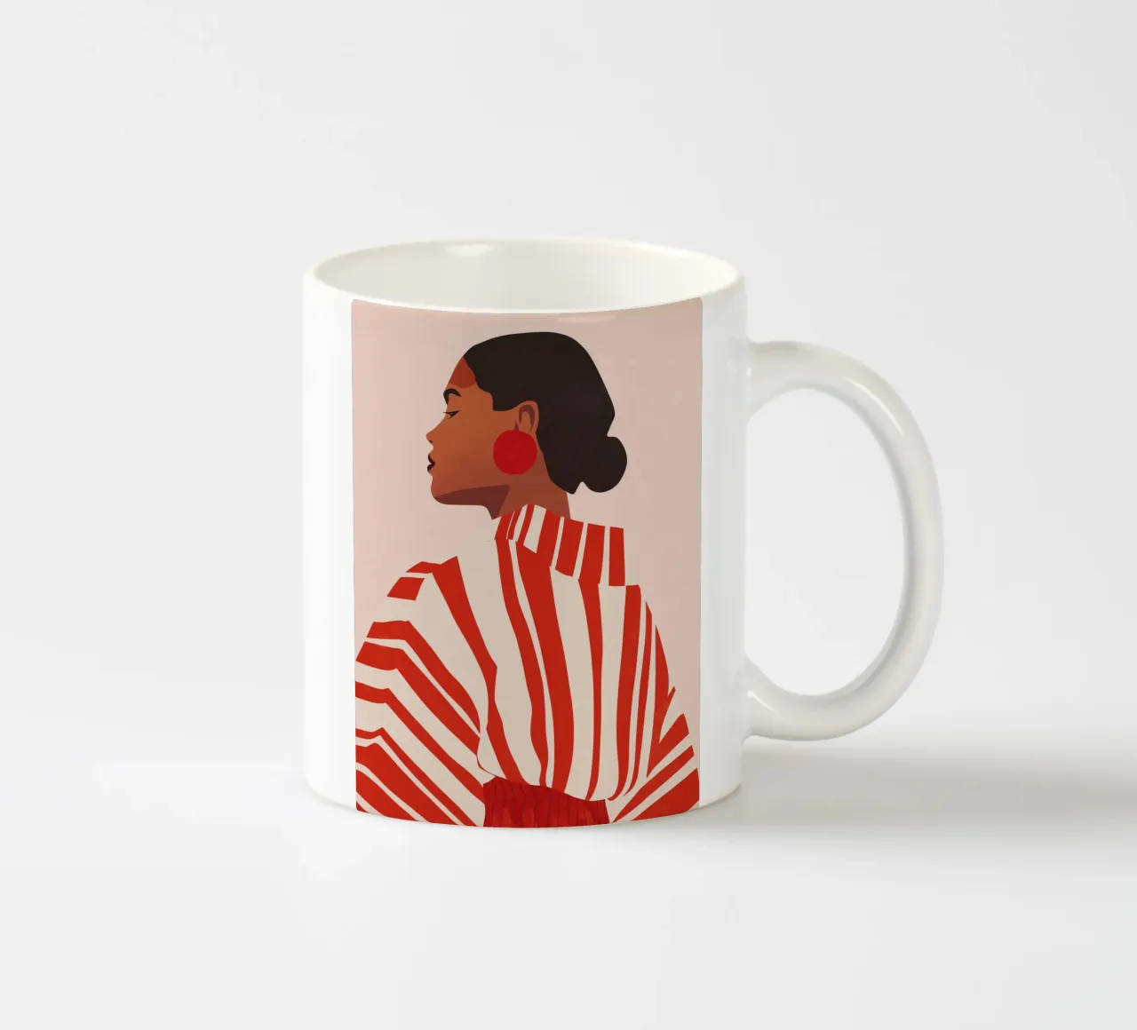 Girl power con un abito a righe tazza in ceramica da Carinaprint