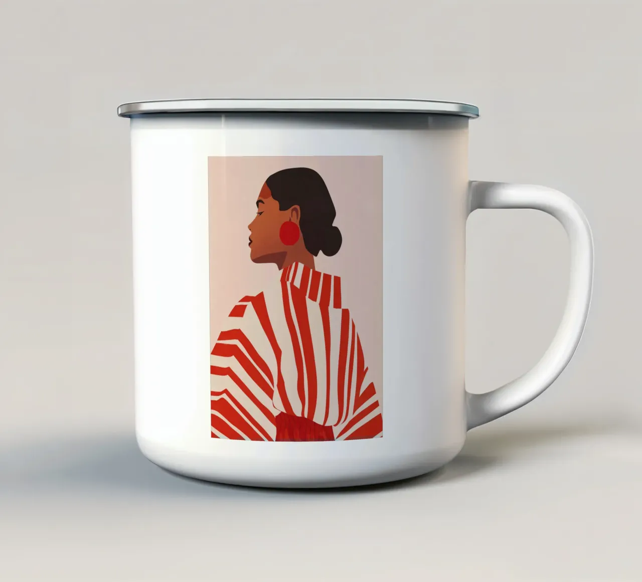 Girl power con un abito a righe tazza in smalto da Carinaprint