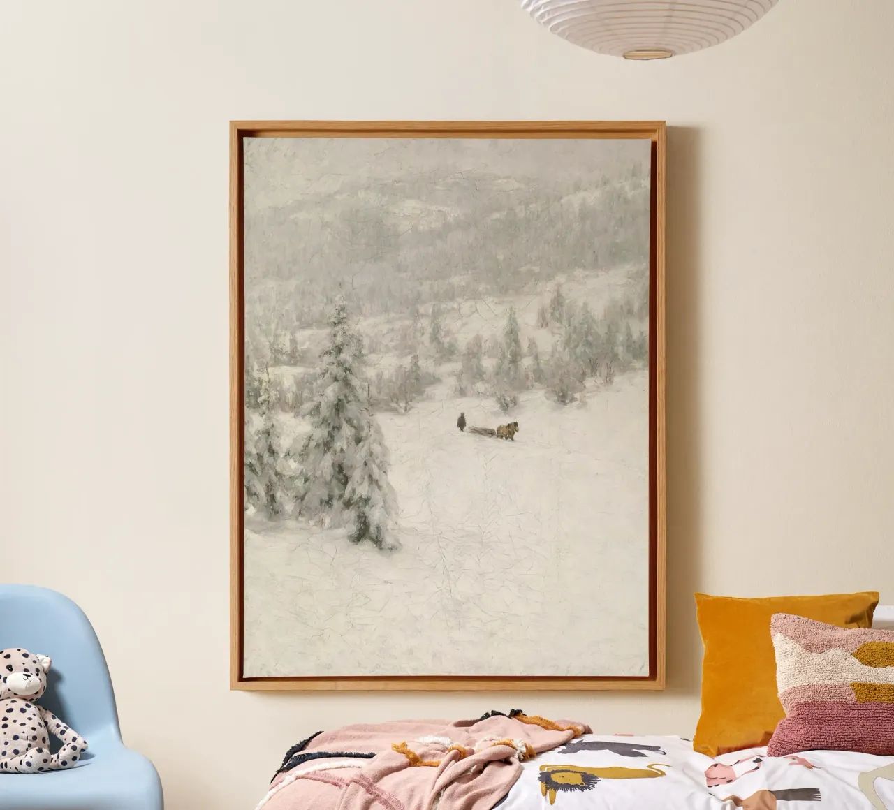 Sled In The Snow tela con Cornice a cassetta da vintageshop