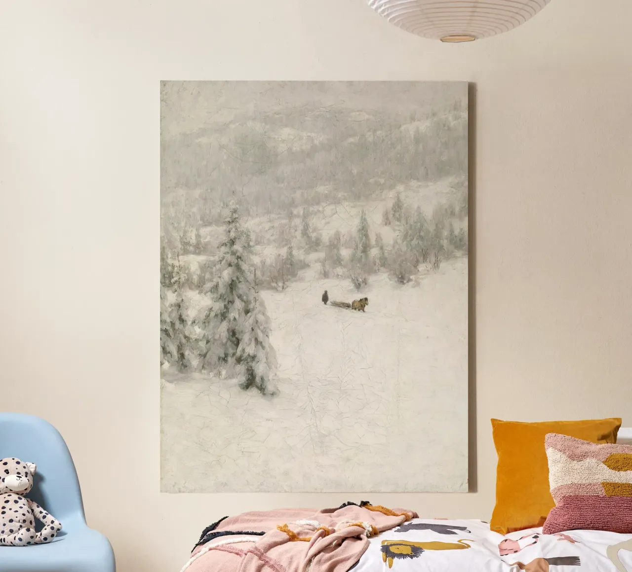 Sled In The Snow tela con Cornice a cassetta da vintageshop