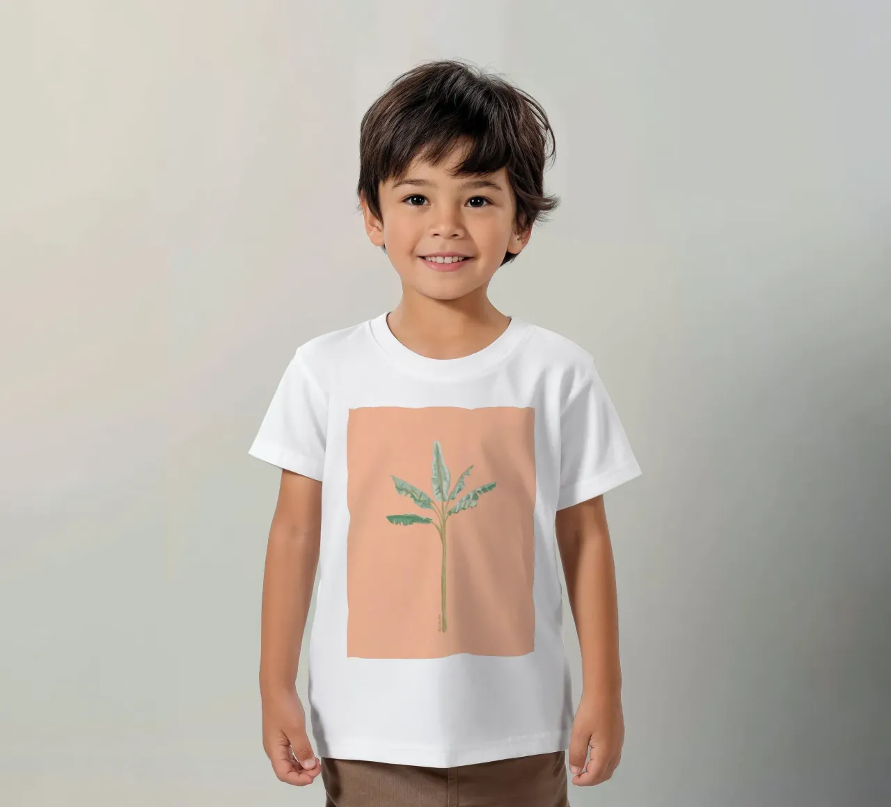 Peach Banana Tree Illustrazione acquerello minimalista Boho t-shirt bambini da This Wild Soul - Illustration