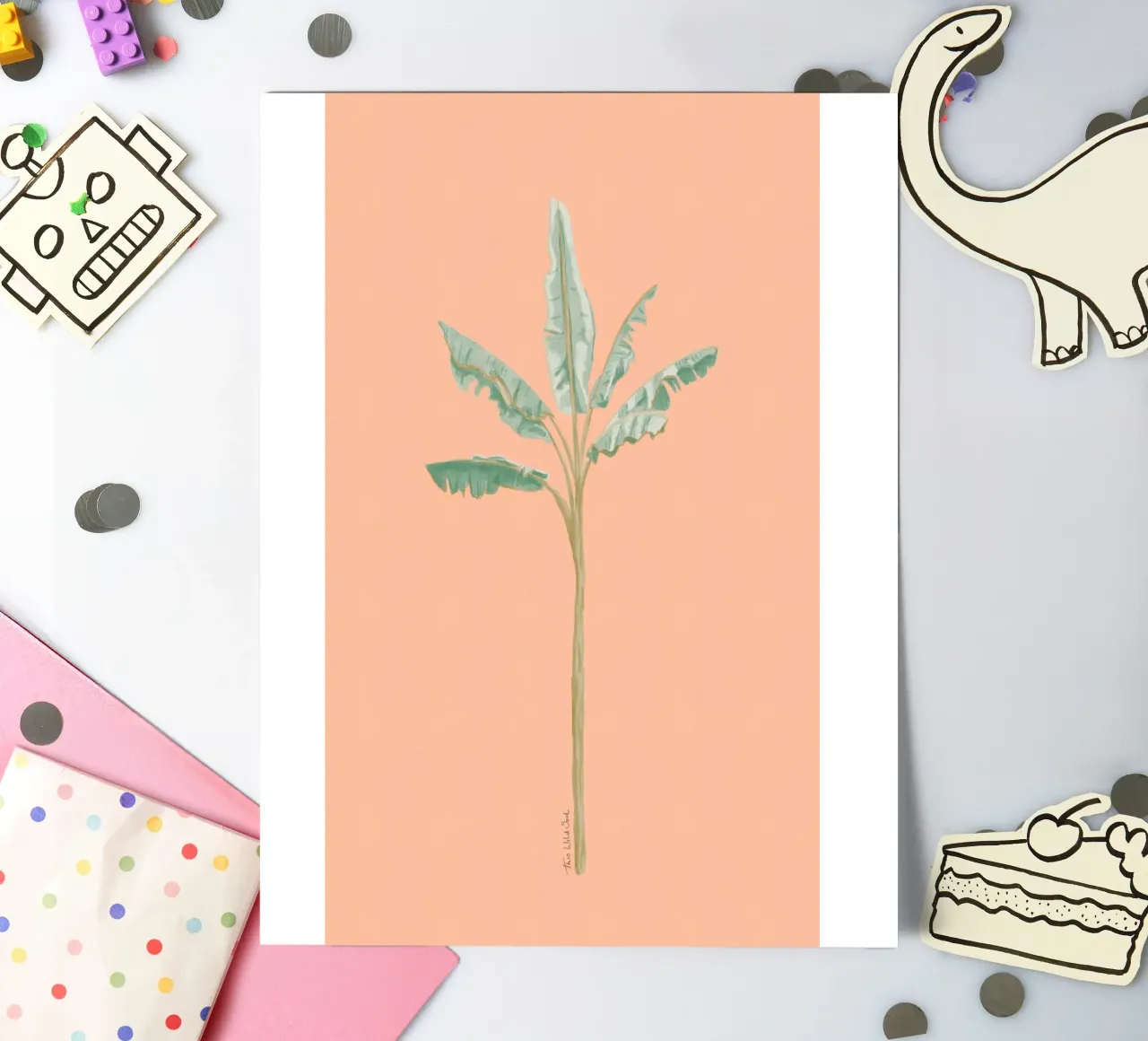 Peach Banana Tree Minimalist Boho Watercolor Illustration sticker sheet by This Wild Soul - Illustration
