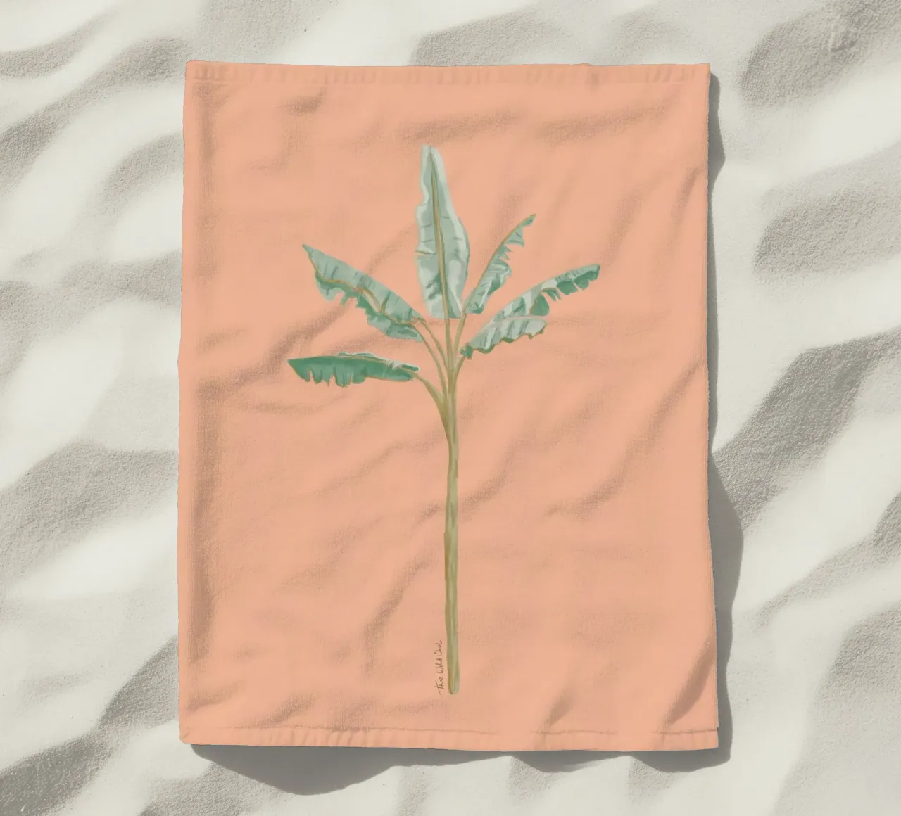 Peach Banana Tree Illustrazione acquerello minimalista Boho telo mare da This Wild Soul - Illustration