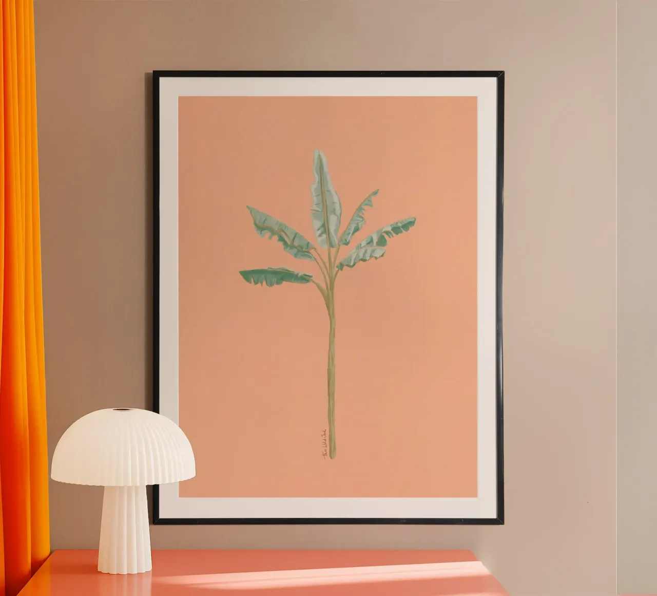 Peach Banana Tree Illustrazione acquerello minimalista Boho poster con telaio in plastica da This Wild Soul - Illustration