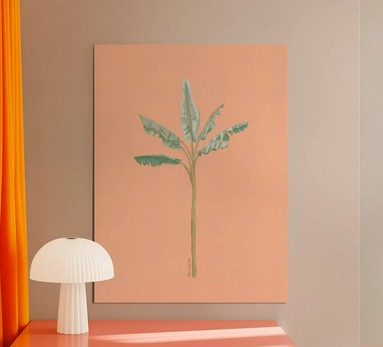 Peach Banana Tree Illustrazione acquerello minimalista Boho poster con telaio in plastica da This Wild Soul - Illustration