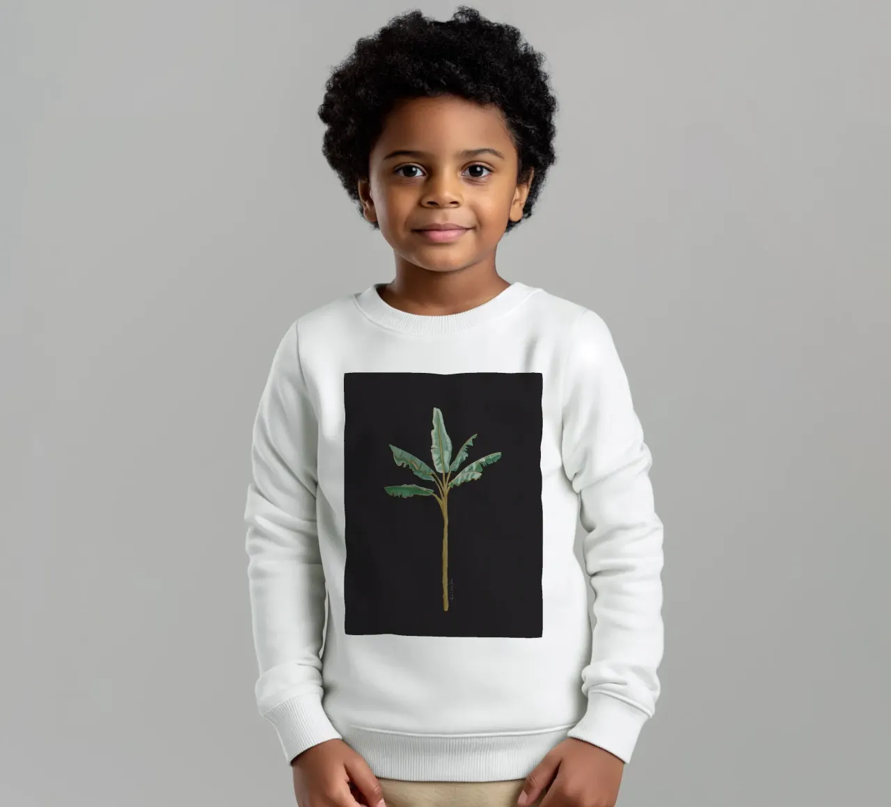 Boho Coastal Surfer Banana Tree Minimalista Sfondo nero felpa bambino da This Wild Soul - Illustration