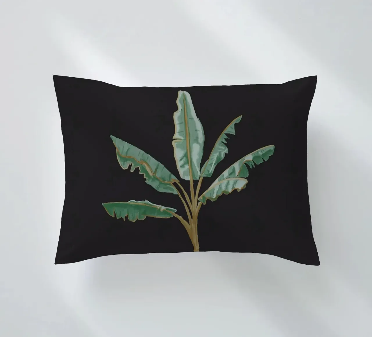 Boho Coastal Surfer Banana Tree Minimalista Sfondo nero cuscino da This Wild Soul - Illustration