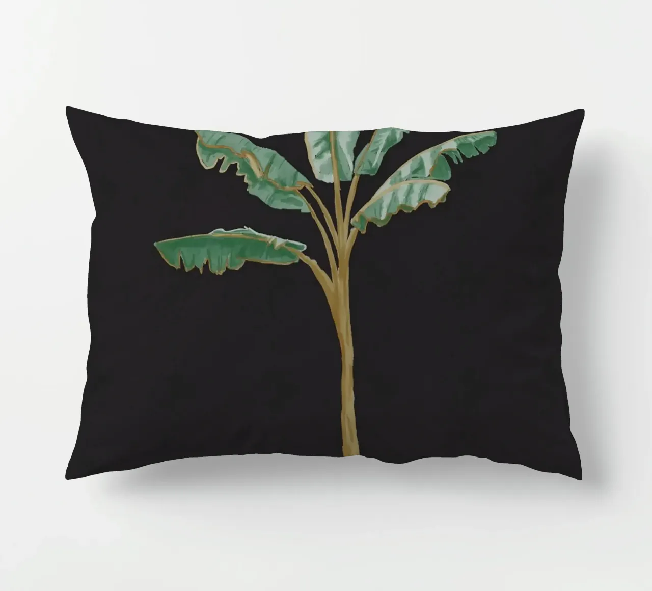 Boho Coastal Surfer Banana Tree Minimalista Sfondo nero cuscino da This Wild Soul - Illustration