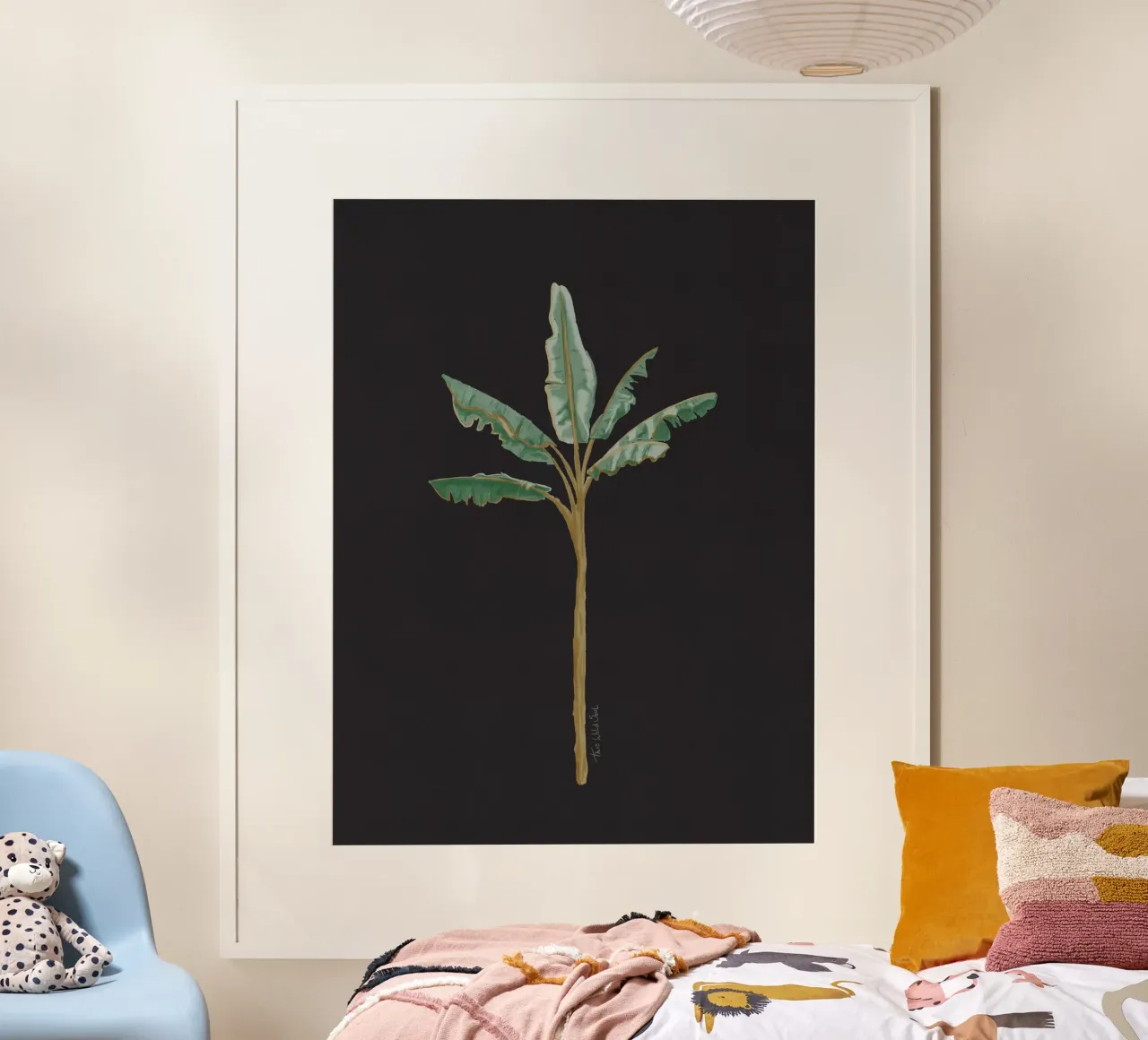 Boho Coastal Surfer Banana Tree Minimalista Sfondo nero poster da This Wild Soul - Illustration
