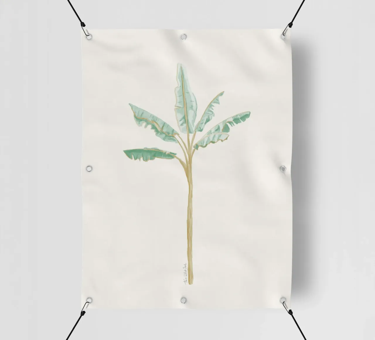 Albero di banane pianta esotica tropicale - colori chiari boho costieri telo in pvc da This Wild Soul - Illustration