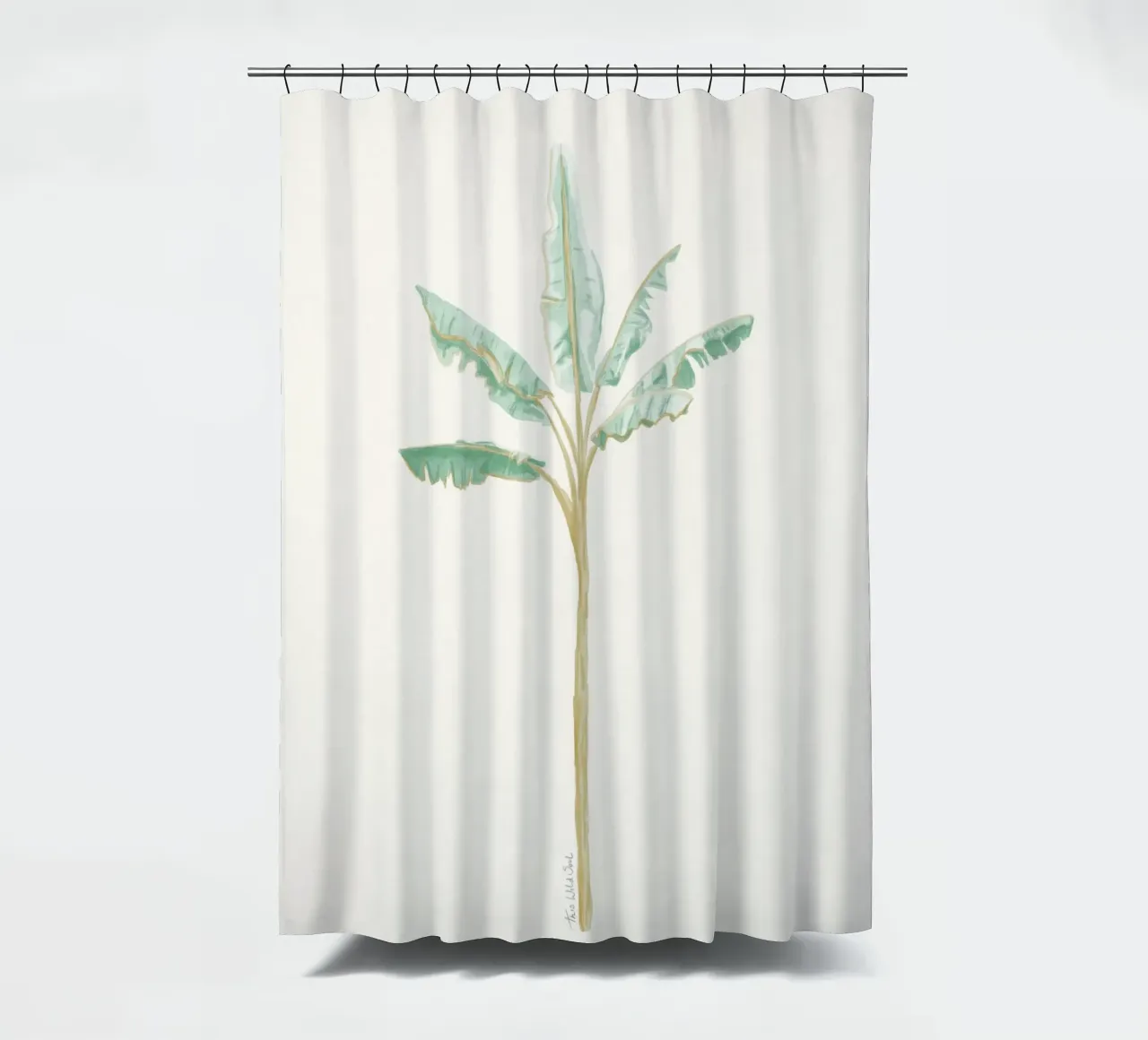 Albero di banane pianta esotica tropicale - colori chiari boho costieri tenda da doccia da This Wild Soul - Illustration