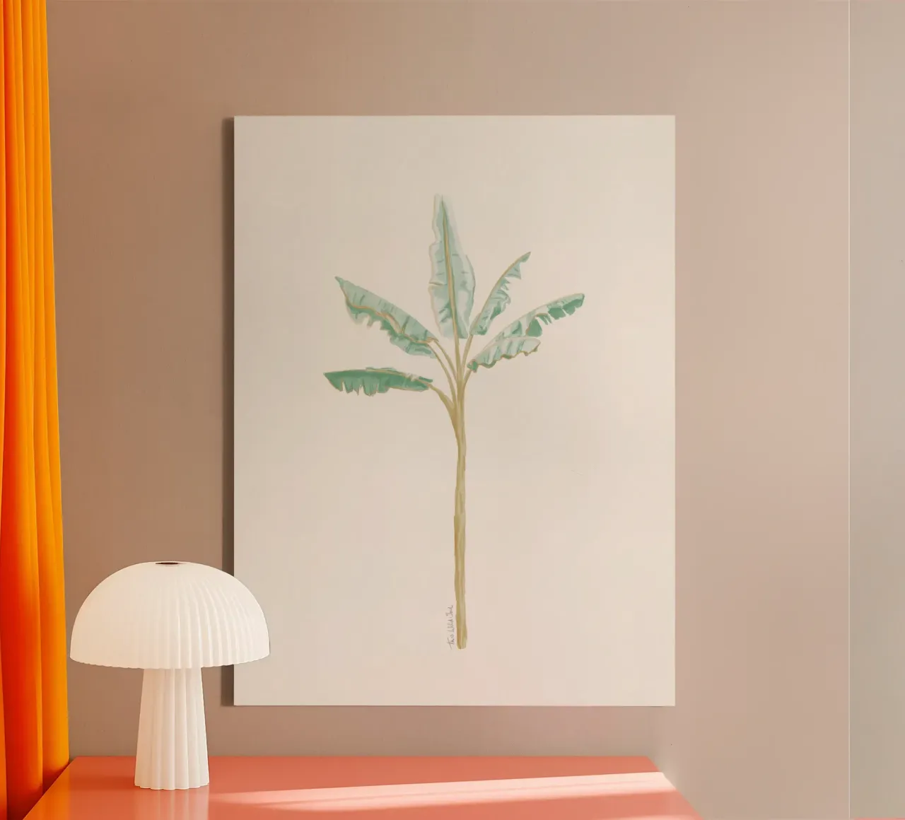 Albero di banane pianta esotica tropicale - colori chiari boho costieri tela con Cornice a cassetta da This Wild Soul - Illustration