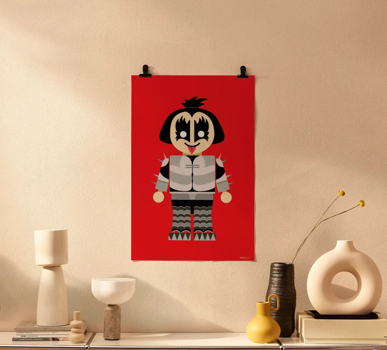 Gene Simmons Toy poster con telaio in alluminio da Rafa Gomes