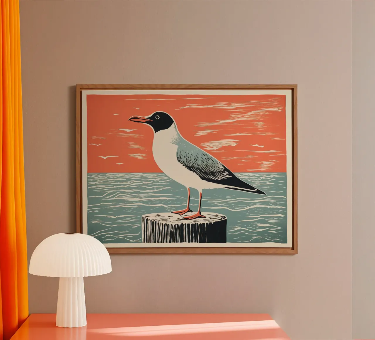 Möwe im Abendrot | Druckgrafik Forex-Platte von Autofocus