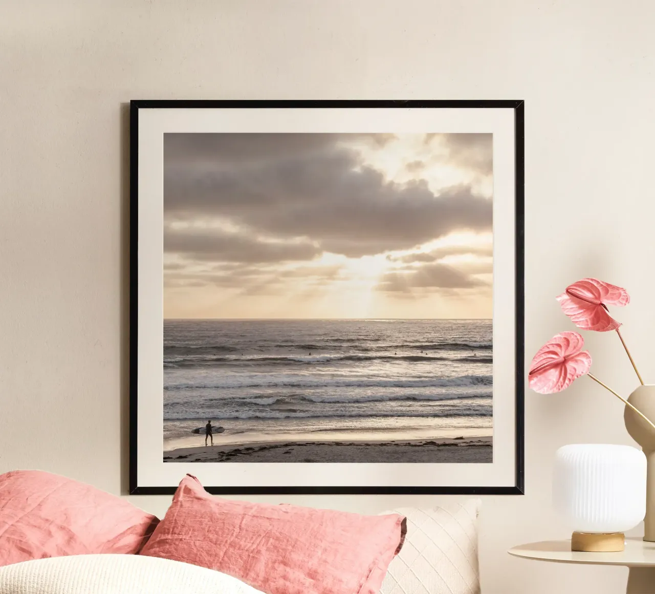 California Surfing 3 poster con telaio in legno da Mareike Böhmer Photography