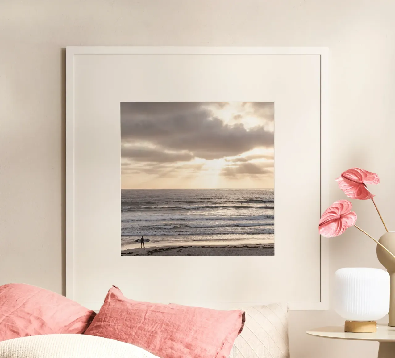 California Surfing 3 poster con telaio in legno da Mareike Böhmer Photography