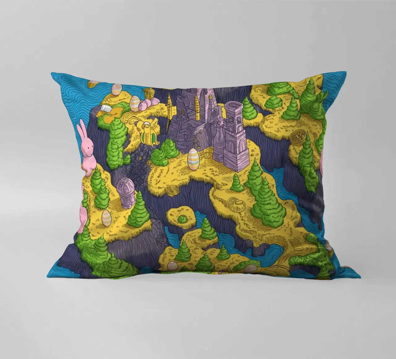 Mappa del Tesoro con Conigli Rosa | Compleanno Bambini cuscino da Kaji