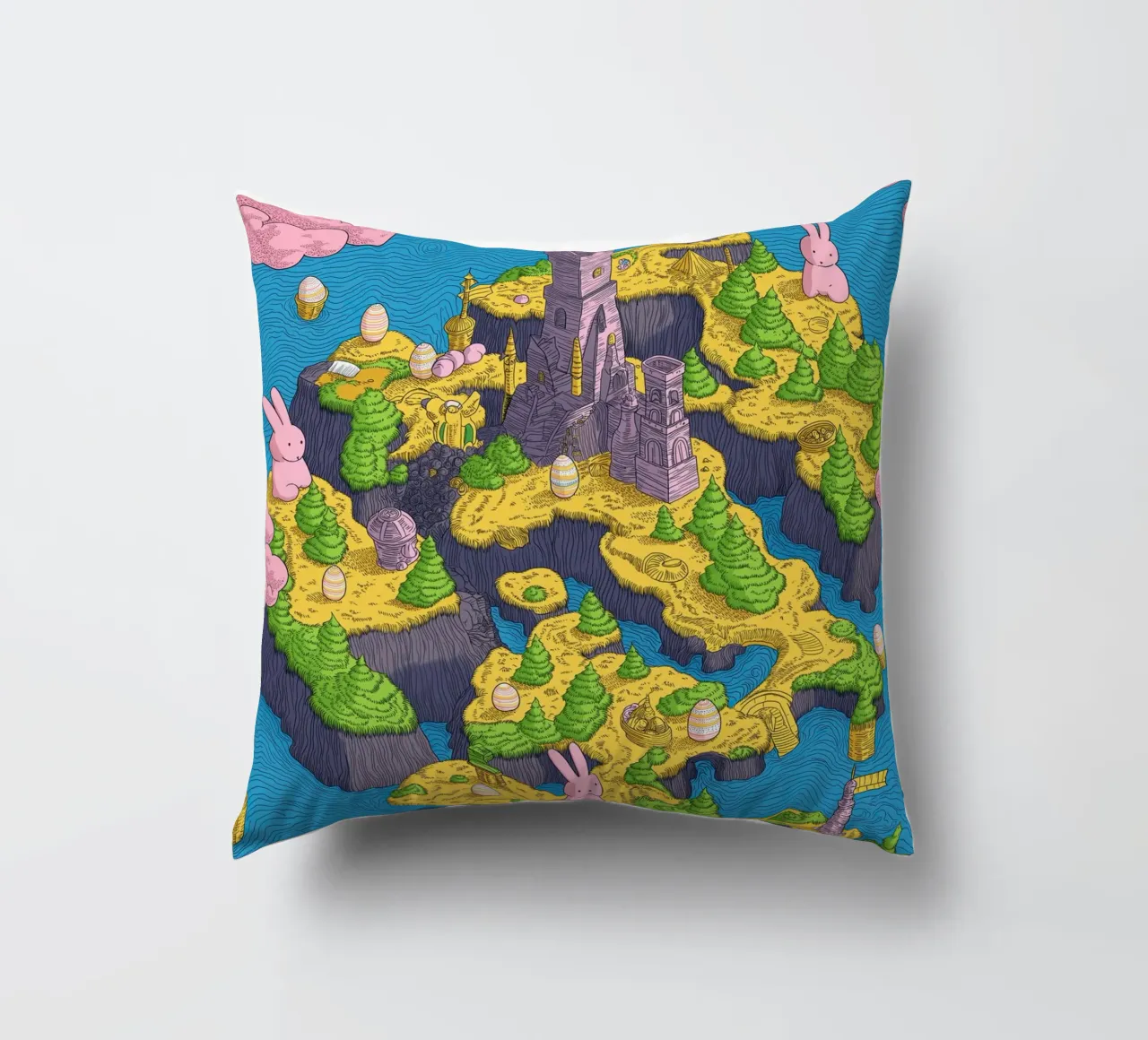 Mappa del Tesoro con Conigli Rosa | Compleanno Bambini cuscino da Kaji