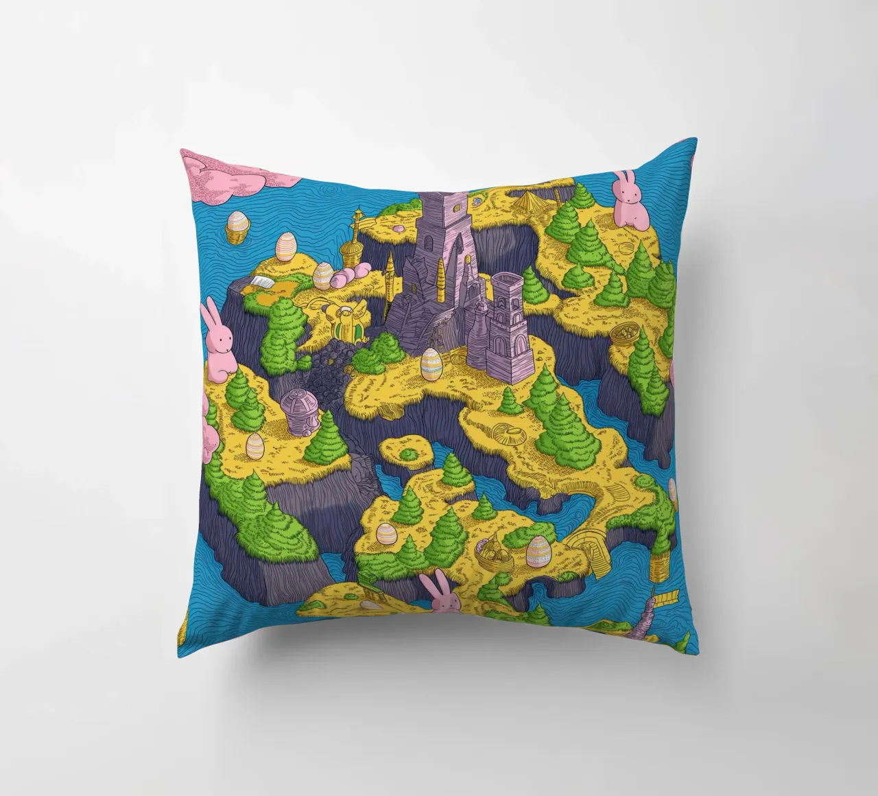Mappa del Tesoro con Conigli Rosa | Compleanno Bambini cuscino da Kaji
