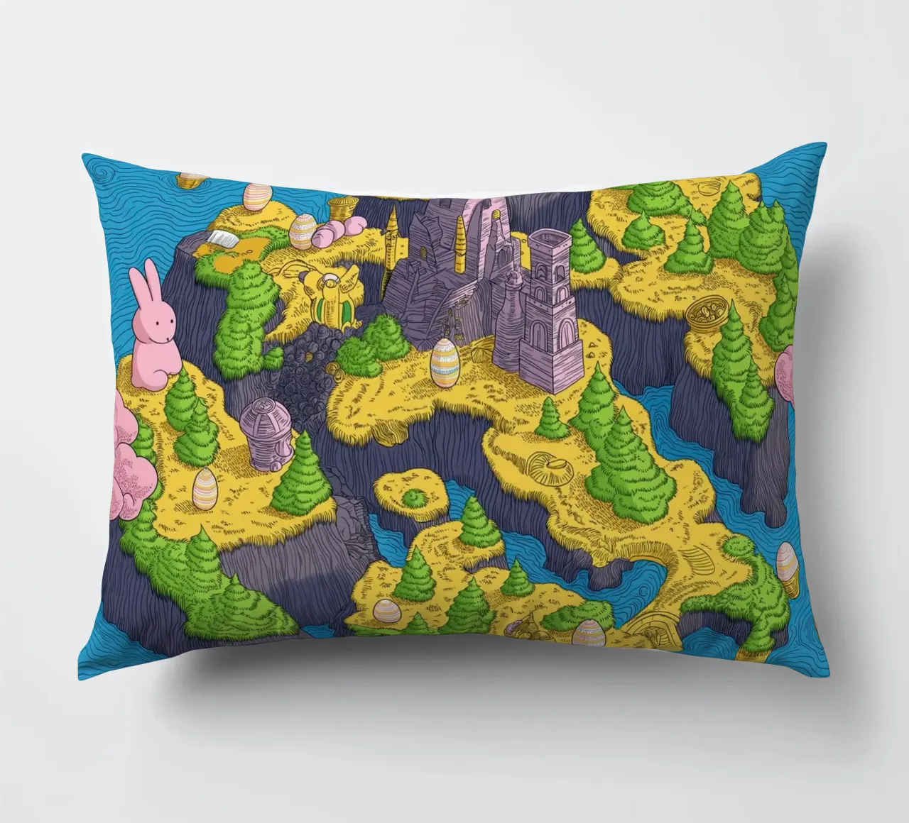 Mappa del Tesoro con Conigli Rosa | Compleanno Bambini cuscino da Kaji