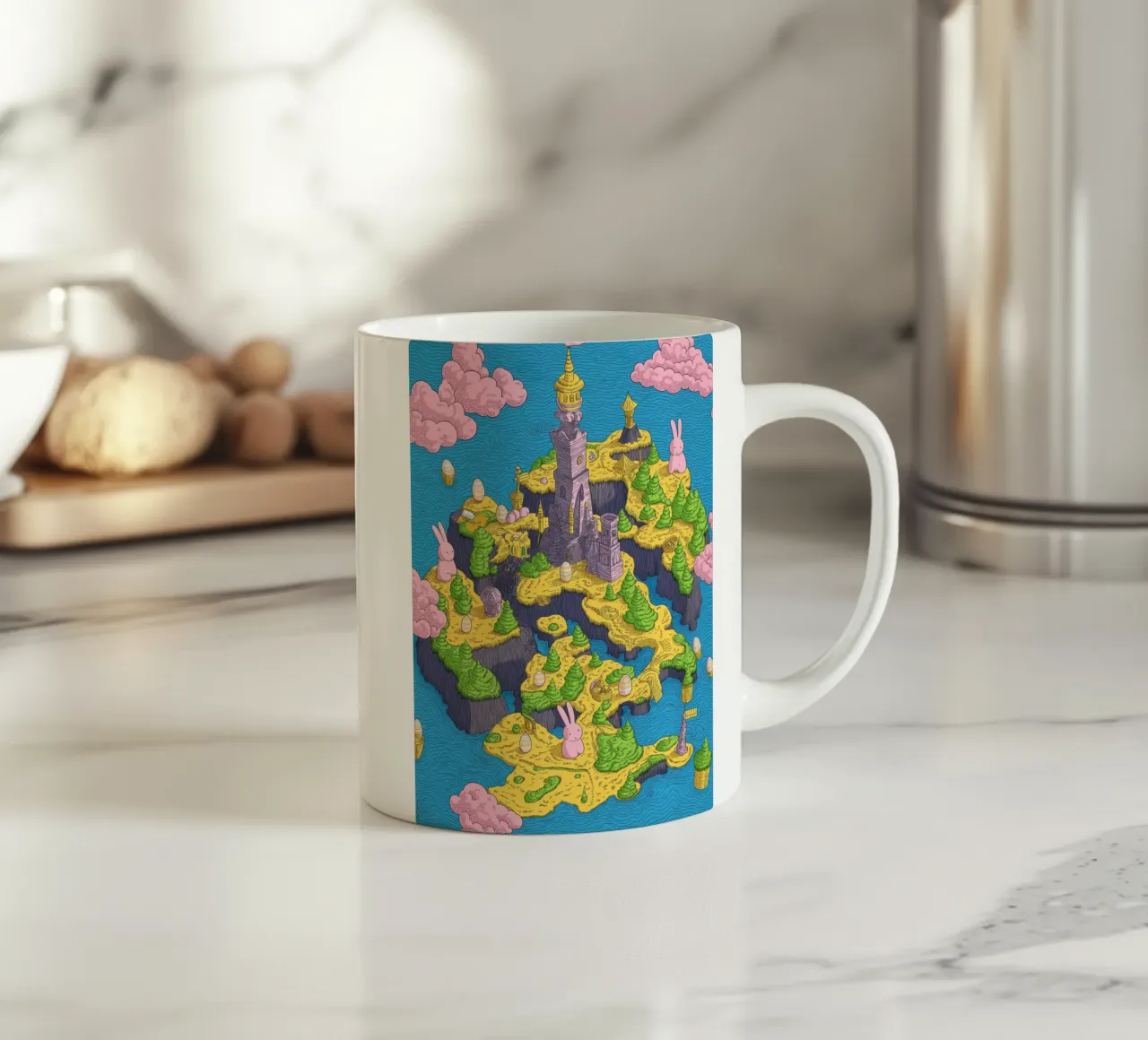 Mappa del Tesoro con Conigli Rosa | Compleanno Bambini tazza in ceramica da Kaji