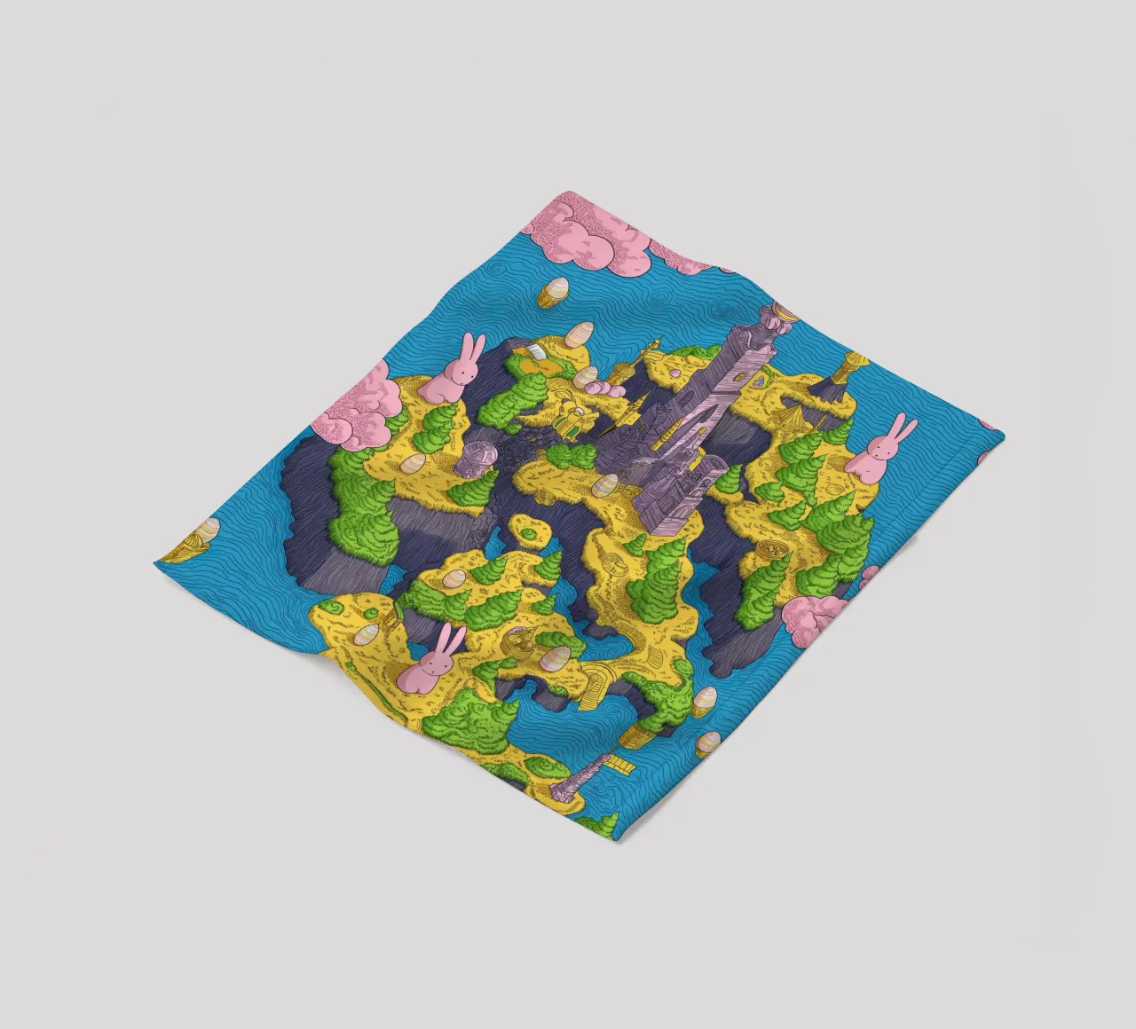 Mappa del Tesoro con Conigli Rosa | Compleanno Bambini coperta in pile da Kaji