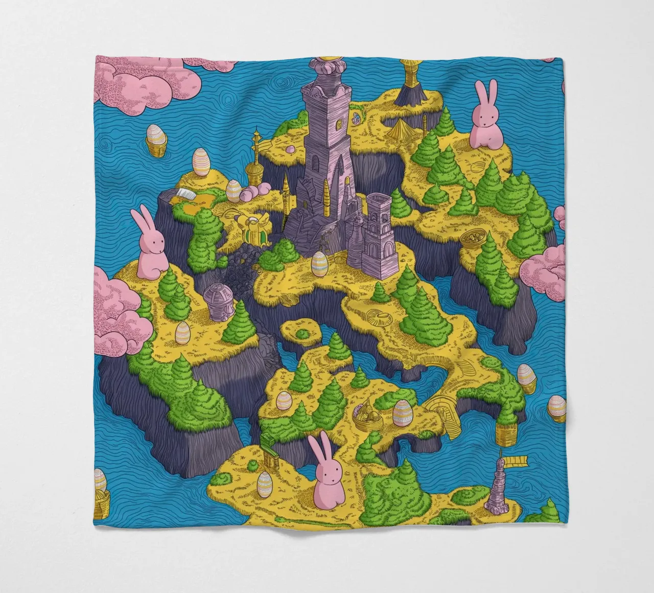 Mappa del Tesoro con Conigli Rosa | Compleanno Bambini coperta in pile da Kaji